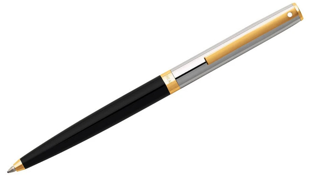Sagaris™ - Black and Chrome with Gold Trim Ballpoint Pen