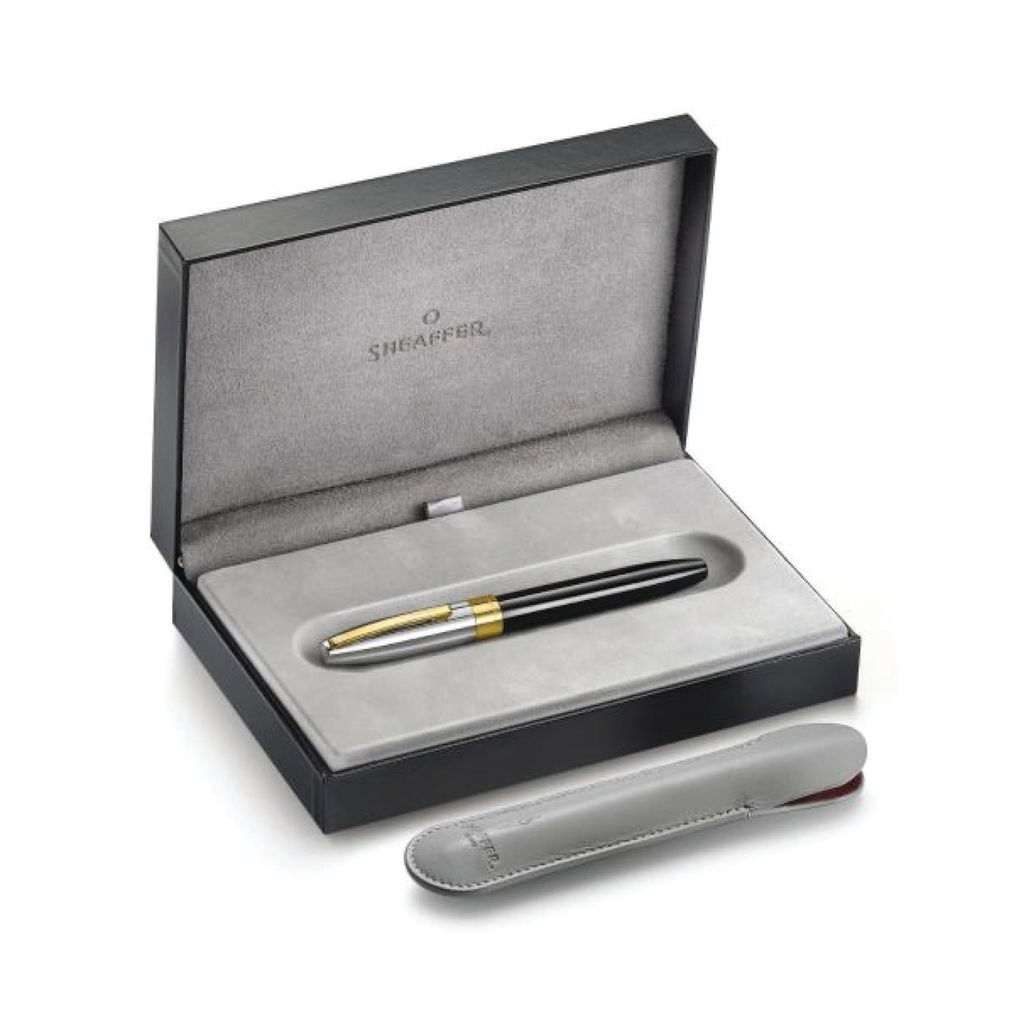Sheaffer Legacy Glossy Black and Chrome Bi-color Fountain Pen with 14K PVD Gold-Plated, Stainless Steel Inlaid Nib and Trims
