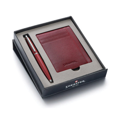 Sheaffer VFM Red Ballpoint Pen with Red Cardholder