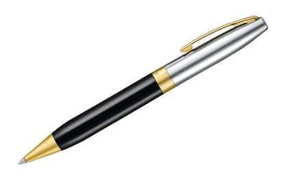 Sheaffer Legacy Glossy Black and Chrome Bi-color Ballpoint Pen with 14K PVD Gold-Plated Trims