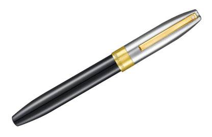 Sheaffer Legacy Glossy Black and Chrome Bi-color Fountain Pen with 14K PVD Gold-Plated, Stainless Steel Inlaid Nib and Trims