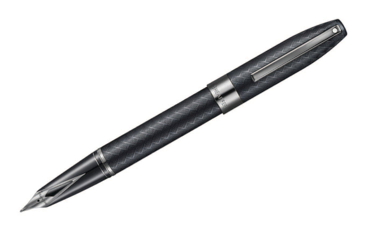 Sheaffer Legacy Chevron Matte Black Fountain Pen with PVD Gunmetal Inlaid Nib and Trims