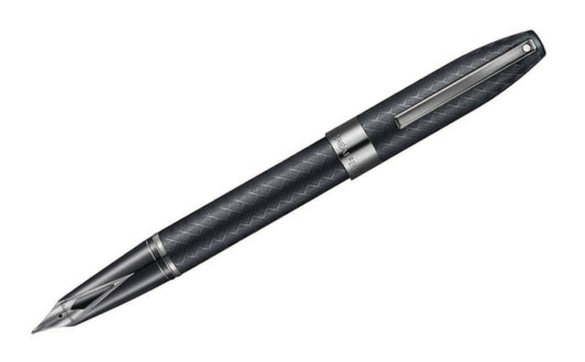 Sheaffer Legacy Chevron Matte Black Fountain Pen with PVD Gunmetal Inlaid Nib and Trims