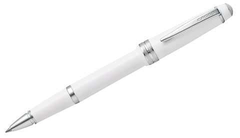 Bailey Light™ Polished White Resin with Chrome Trim Rollerball Pen
