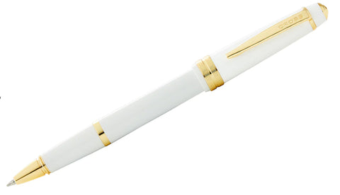 Bailey Light™ Polished White Resin with Gold Trim Rollerball Pen