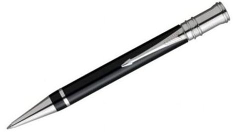 Duofold International Black Ballpoint Pen with Platinum Trim