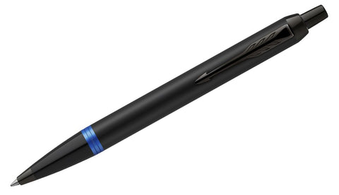IM - Vibrant Rings Satin Black Lacquer with Marine Blue Accents Ballpoint Pen