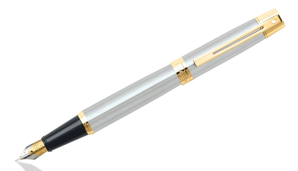 Gift Collection 300 Brushed Chrome with Gold trim Fountain Pen