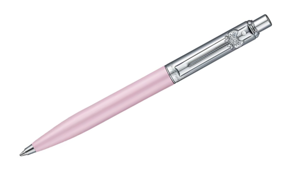 Sheaffer Sentinel Emily in Paris Pink Matte Finish Ballpoint Pen with Chrome-Plated Trims and Heart-Shaped Clip Emblem