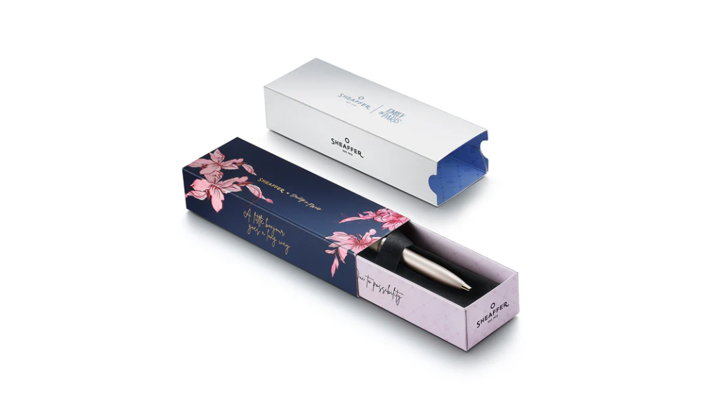 Sheaffer 100 Emily in Paris Champagne Gold Ballpoint Pen with Champagne Gold Trims and Bow-Shaped Clip Emblem
