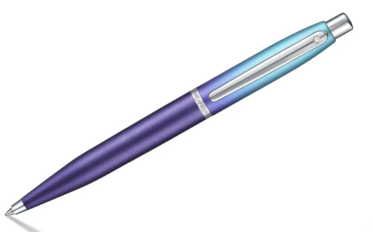 Sheaffer VFM Expressions Blue and Purple Pearlised Gradient BallPen with Chrome-Plated Trims