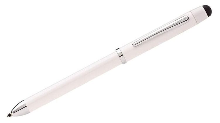 Tech3+ - Metallic White Multifunction Pen with Stylus (3in1)