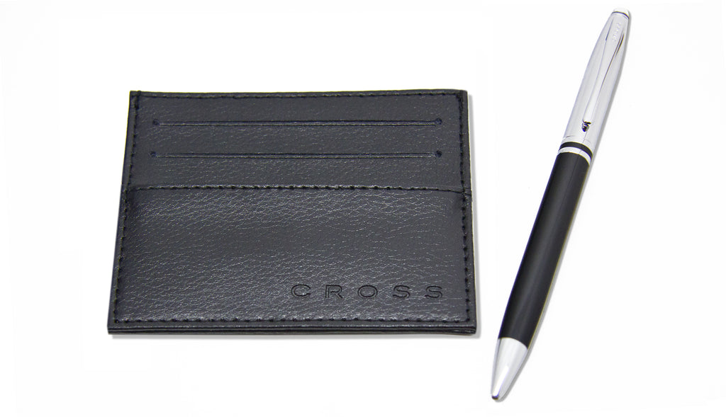 Cross Avitar Black Lacquer Ballpoint Pen + Credit Card Case