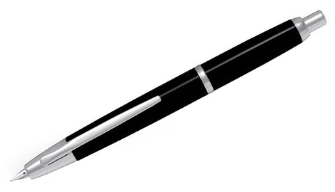 Capless Decimo Black Lacquer with Rhodium-plated Trim Fountain Pen