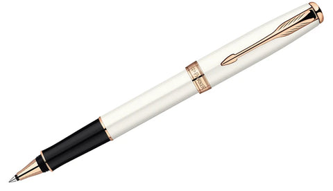 Sonnet - Pearl White with Pink Gold Trim Rollerball Pen