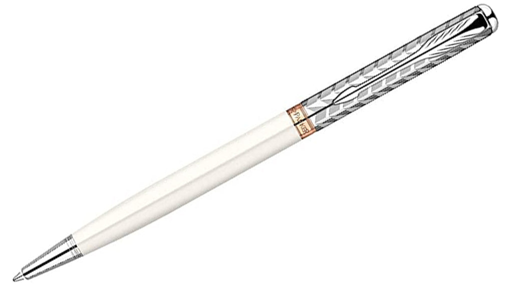 Sonnet - Slim Metal and Pearl with Pink Gold Trim Ballpoint Pen