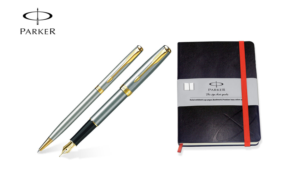 Parker Sonnet Steel GT Fountain & Ballpoint Pen Set