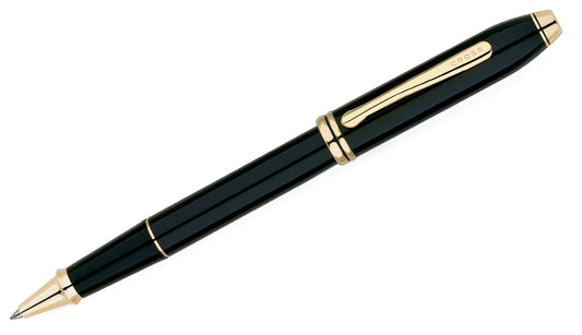 Townsend Black Lacquer with 23ct Gold Plated Trim Rollerball Pen