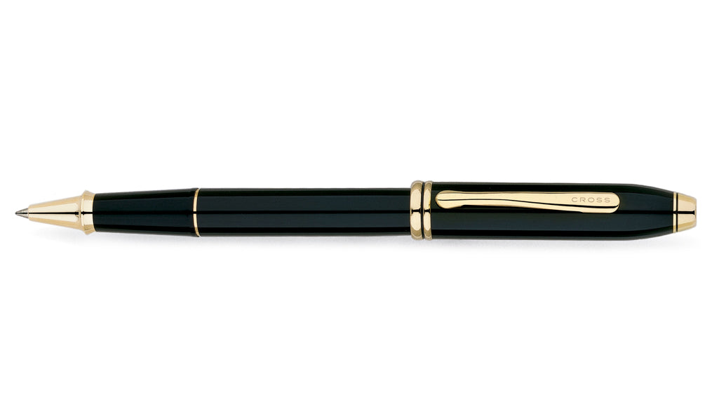 Townsend Black Lacquer with 23ct Gold Plated Trim Rollerball Pen