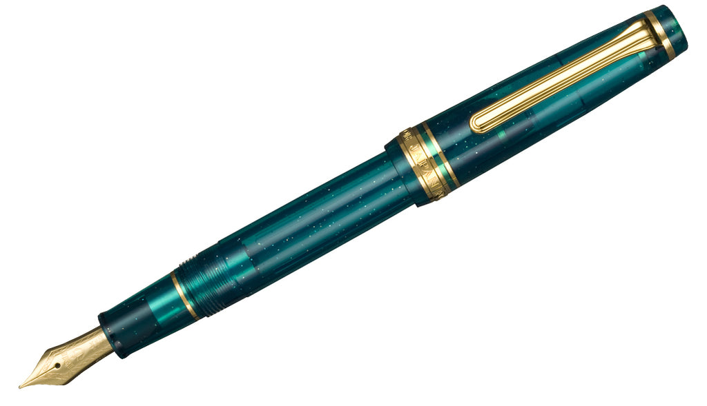 Professional Gear Slim Blue Green Nebula Fountain Pen